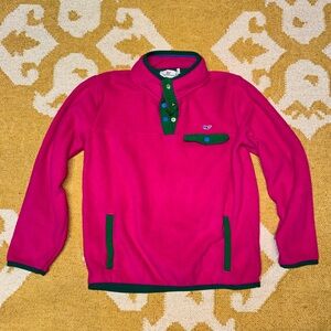 Vineyard Vines Pink Fleece Pullover with Green Accents